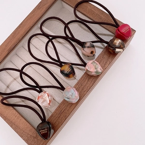 French Vintage Tulip Bud Cellulose Acetate Scrunchies High Elasticity Handmade Hair Ties Marble Texture Ponytail Holder For Women