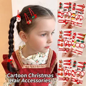 Kerst haaraccessoires set met Kerstman en rendier motieven voor kleine meisjes