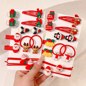 Kerst haaraccessoires set met kerstman en rendier haarspeldjes voor kleine meisjes