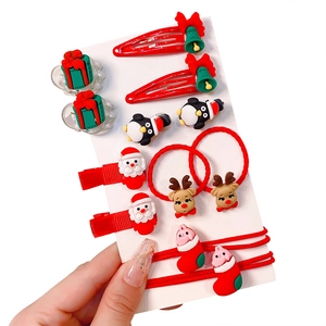 Kerst haaraccessoires set voor meisjes met Kerstman, rendieren en sneeuwpop clips
