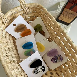 Acetate Waterdrop Hair Clips Marbled Tortoiseshell Duckbill Clips Sweet Korean Style Bangs Clips Hair Accessories For Women Girls Gift