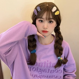 Model wearing colorful acetic acid teardrop hair clips with sweet gradient resin patterns