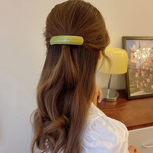 French style avocado green acetate spring hair clip for elegant half-up hairstyles