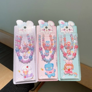 Children's Cartoon Beaded Jewelry Set Colorful Plastic Resin Necklace Bracelet Ring Gift For Little Girls Party Favors