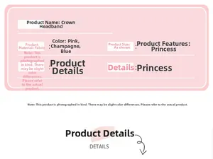 Spécifications détaillées du bandeau couronne de perles pour filles en rose et bleu