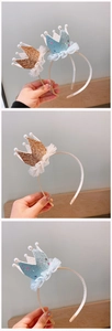 Détails de serre-têtes couronne à paillettes avec dentelle et perles pour filles