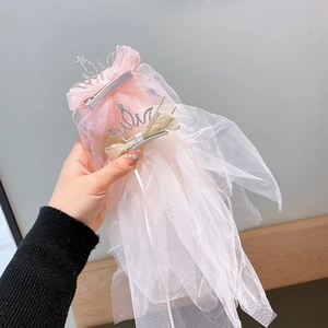 Serre-tête couronne féerique avec long voile en maille pour fête de filles