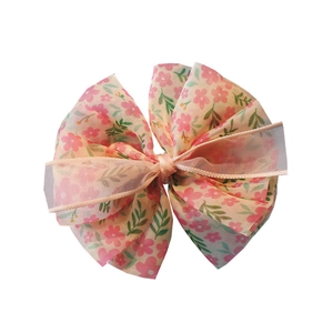 Barrette à cheveux à fleurs en mousseline pour filles avec tissu rose élégant