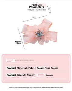 Detail van roze mesh kroon haarclip voor meisjes met steraccent en 11cm maataanduiding