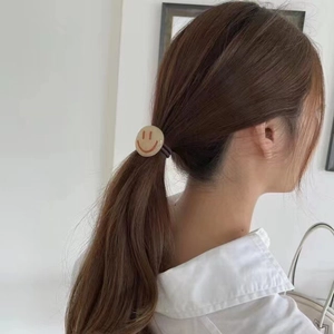 Chic ink-pattern smiley face hair tie for high ponytail and bun hairstyles