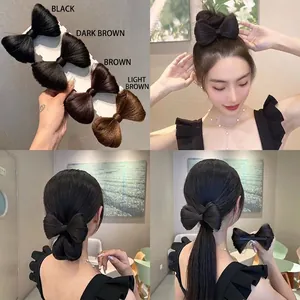 Extension per capelli con fiocco in quattro colori per chignon, parrucca sintetica donna