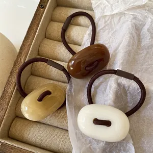 Minimalist Acrylic Oval Hair Tie Korean Style High Elasticity Hair Rope Versatile Button Ponytail Holder For Women Hair Accessories