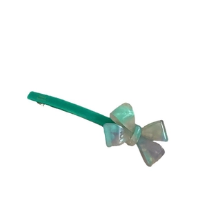 Elegant emerald green iridescent butterfly hair clip with premium spring fastener for women