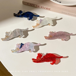 Japanese Sweet Acetate Cat Hair Clip Starry Sky Marble Pattern Duckbill Clip Daily Hair Accessories For Women Girls