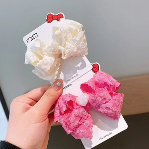 3D embossed lace princess hair clips in white and rose pink for girls hair styling