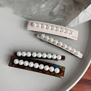 Barrette en Acétate de Cellulose avec Künstliche Perles Style Français Élégant Écaille de Tortue Géométrique Femme Accessoires Cheveux