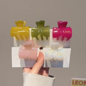 Jelly Color Ribbon Bow Hair Claw Clip For Women Girls Cellulose Acetate Sweet Korean Style Hair Clips Daily Headwear