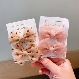 Fermagli per capelli a fiocco in rete con glitter e paillettes per bambine piccole