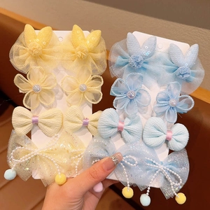 Lot de 16 barrettes à cheveux mignonnes pour filles avec nœuds colorés et motifs fleurs