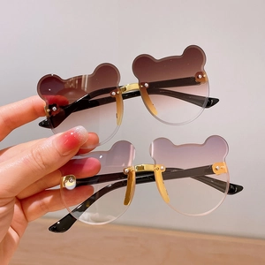 Süße bärenförmige randlose Sonnenbrille für Kinder mit Verlaufsgläsern und Goldmetallteilen