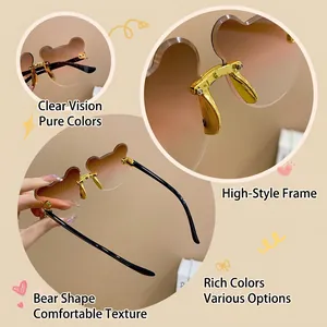 Süße Kinder Sonnenbrille in Bärenform mit braunen Verlaufsgläsern und goldenem Steg