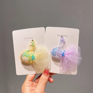 Barrettes cygne mignonnes avec paillettes, tutus en tulle et couronnes dorées pour filles