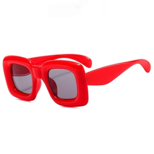 Kids trendy oversized square frame sunglasses in vibrant red with dark grey lenses