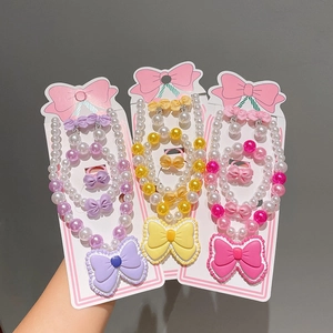 Collier Künstliche Perles Enfants Bracelet Bague Boucles Oreilles Bijoux Doux Pendentif Grand Nœud Accessoires Künstliche Perles Pour Filles