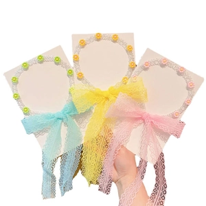 Dreiteiliges Set Mädchen Spitzen-Stirnbänder mit Blumen und Perlen für Prinzessinnen-Look