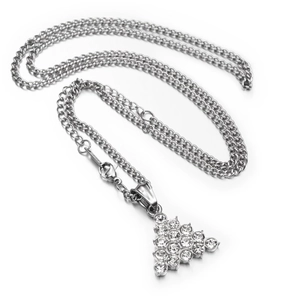 Collier hip-hop argenté avec pendentif triangulaire serti de zircons brillants pour hommes et femmes