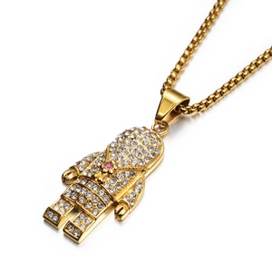 Collana hip hop con ciondolo astronauta dorato e cristalli scintillanti per uomo e donna