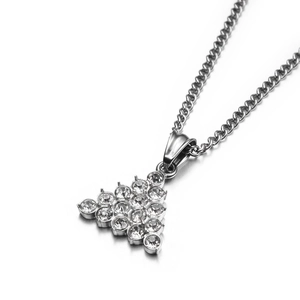 Collier Pendentif Triangle en Acier Inoxydable Hip Hop Incrusté de Zircone Bijoux Géométriques pour Hommes Femmes Accessoire de Mode Nightclub
