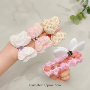 Ensemble de chouchous à nœuds pailletés avec plis en mesh pour queue de cheval haute