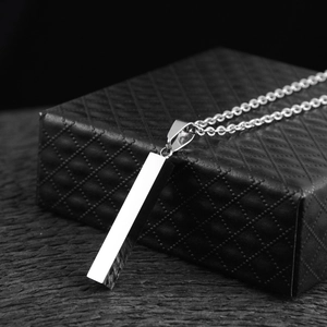 Minimalist Stainless Steel Square Column Pendant Necklace Hip Hop Rectangle Bar Polished Pendant Necklace For Men Women Jewelry