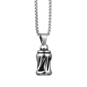 Collier Pendentif Canette de Soda Hiphop Acier Inoxydable Style Industriel Chaîne Longue Bijoux de Boîte de Nuit Cadeau