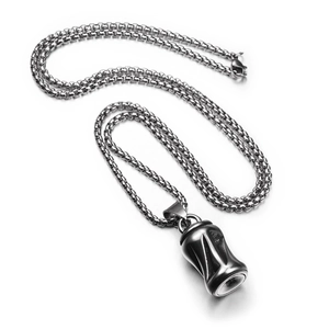 Collier hip-hop industriel à chaîne box avec pendentif capsule géométrique gris foncé