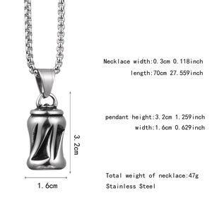 Spécifications de taille pour collier pendentif canette hip hop en acier inoxydable