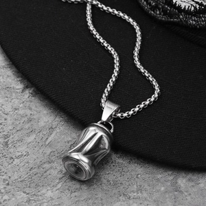 Collier hiphop avec pendentif capsule de canette en acier titane poli pour homme