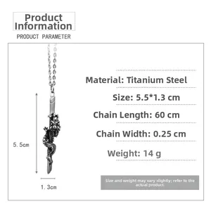Spécifications de taille pour le collier avec pendentif épée de dragon en acier titane