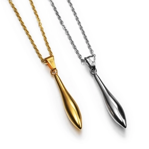 Minimalist hip hop torpedo pendant necklaces in polished gold and silver finish