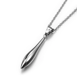 Polished torpedo pendant necklace in minimalist silver stainless steel for men and women