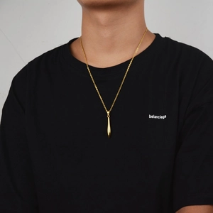 Hip hop matte gold torpedo pendant necklace with stainless steel cross chain for men