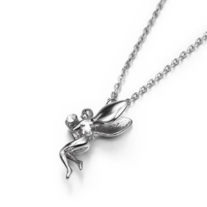 Hiphop zilveren fee hanger ketting met fonkelend kristal en verfijnde schakelketting
