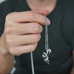 Hiphop zilveren fee hanger ketting met fonkelende zirkonia voor dames en heren