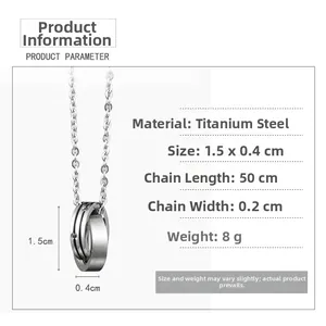 Spécifications détaillées du collier double anneau en acier titane avec les dimensions