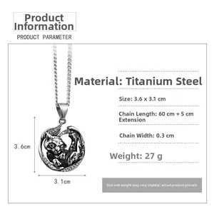 Technical dimensions of the hip hop titanium steel tiger pendant necklace