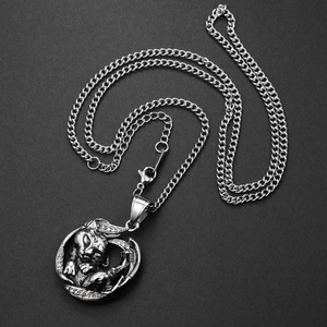 Hip hop style silver stainless steel rabbit pendant necklace with Cuban chain for men and women