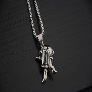 Silver astronaut pendant necklace with stainless steel box chain for men and women