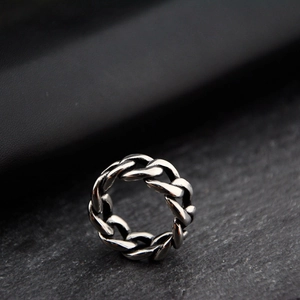 Vintage-Ring aus Edelstahl im antiken Silber-Cuban-Chain-Stil für Hip-Hop-Liebhaber