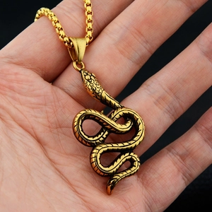 Collier hip hop avec pendentif serpent doré et chaîne box pour hommes et femmes
